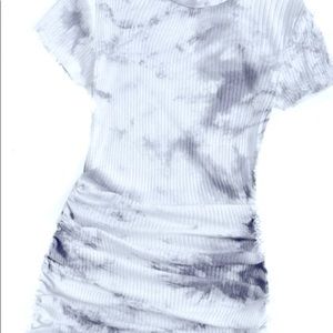 Tie dye black and white ruched bodycon dress